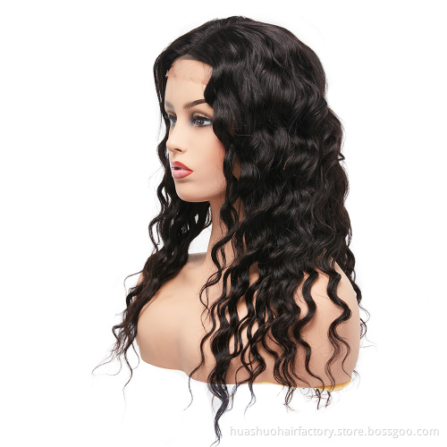Xuchang Huashuo Factory Price Deep Wave Curl Brazilian Hair 4*4 Lace Closure wig